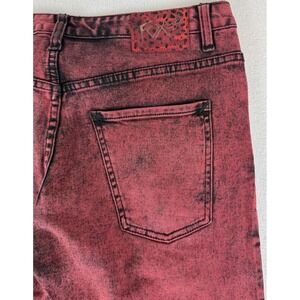 VTG Fox Denim Jeans Men's 34 34x30 Y2K Biker Streetwear Red Acid Wash RARE